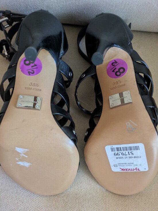 Amazon.com | Michael Kors Women Michael Kors Strappy Grommet Heeled Sandals 8.5